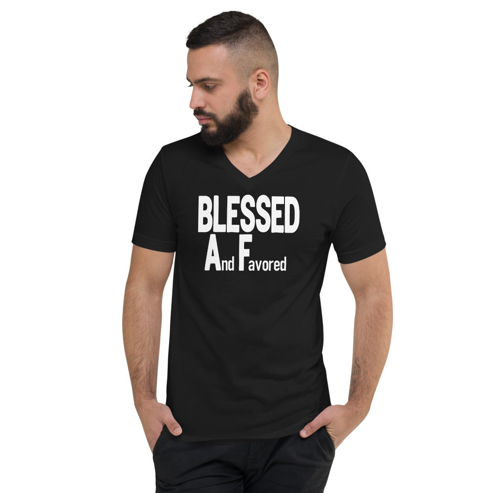 Blessed AF -w- Unisex Short Sleeve V-Neck T-Shirt